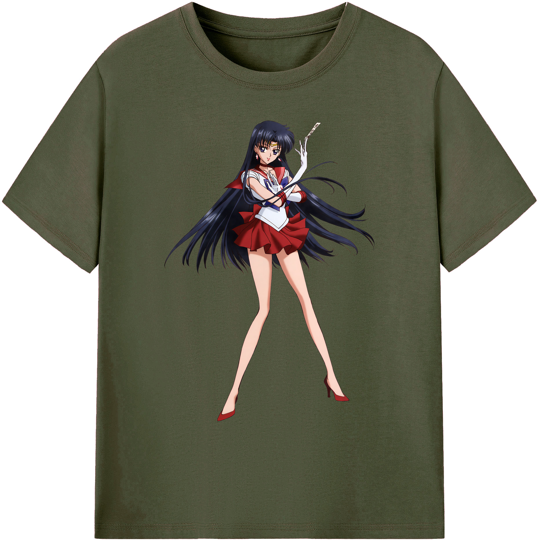（画像用） 美少女戦士セーラームーン 火野レイ ひの レイ Sailor Moon Hino Rei （セーラーマーズ,Sailor Mars） 綿100％ メンズ半袖Tシャツ｜肌触りやわらか＆通気性